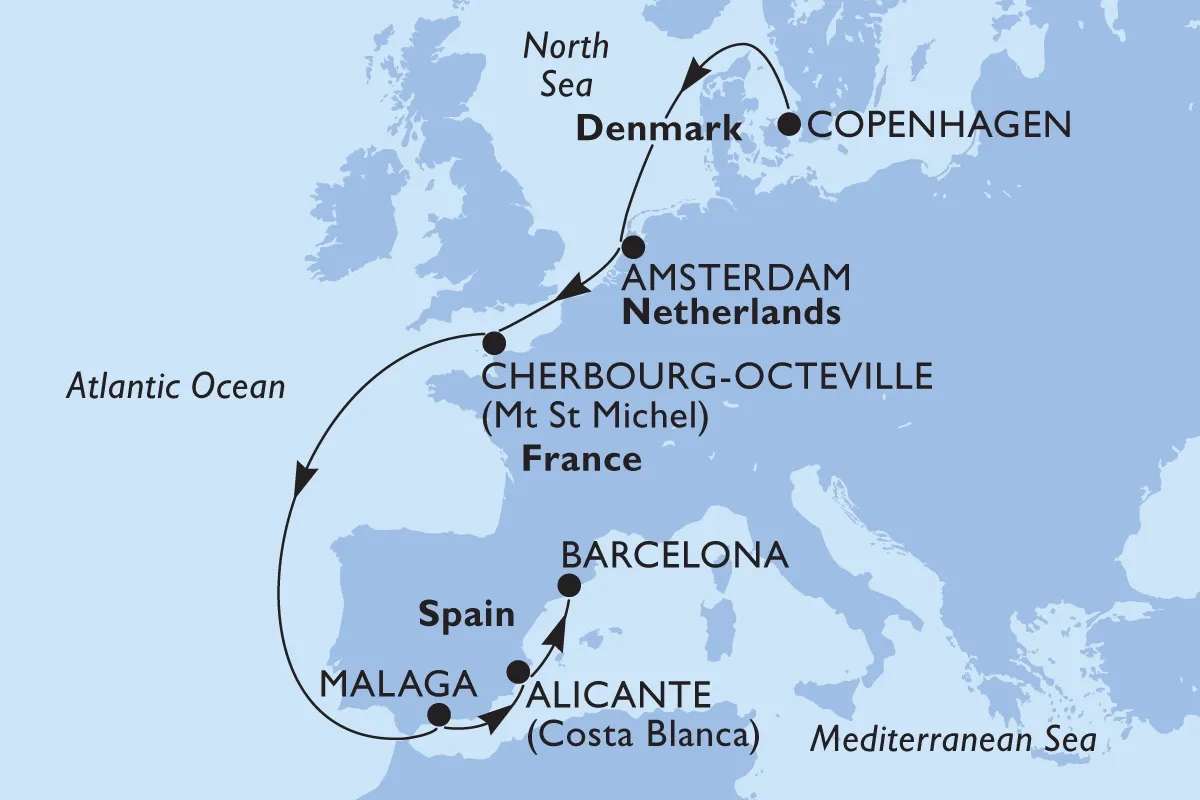 Krstarenje Sjevernim morem i Atlantikom do Mediterana MSC EURIBIA